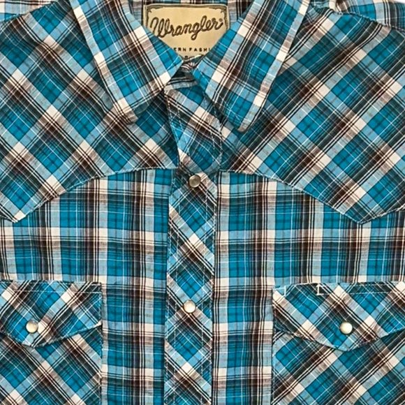 Men's Vintage Wrangler Short Sleeve Western Pearl Snap Shirt XL - Picture 2 of 7